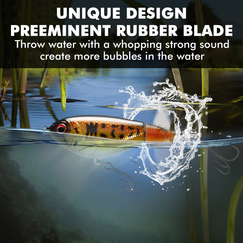 TRUSCEND Fishing Lures for Bass Trout Double Floating Rotating Tail Whopper Swimbaits Bass Lures Freshwater Saltwater Bass Fishing Plopper Lures Kit Lifelike Teasers Fishing Gifts for Men - Image 3