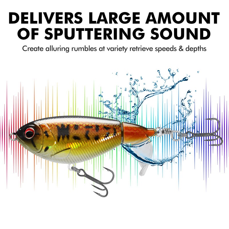 TRUSCEND Fishing Lures for Bass Trout Double Floating Rotating Tail Whopper Swimbaits Bass Lures Freshwater Saltwater Bass Fishing Plopper Lures Kit Lifelike Teasers Fishing Gifts for Men - Image 5