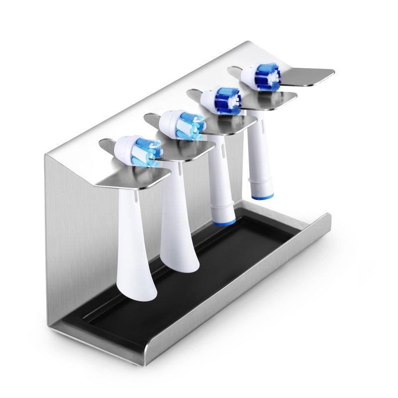 حامل فرشاة الأسنان من الفولاذ المقاوم للصدأ Siegvoll لفرشاة OralB iO Philips Sonicare وغيرها مع صينية تجميع وحامل لرؤوس 4 فرش كهربائية