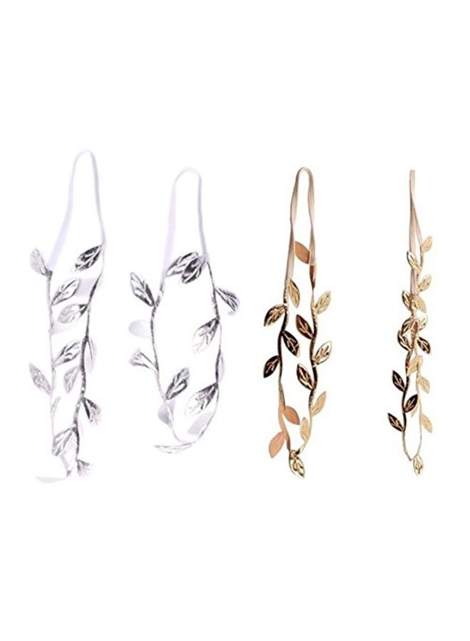 Yueton 4pcs Gold and Silver Leaves Headwear Hair Bands Headbands - Image 1