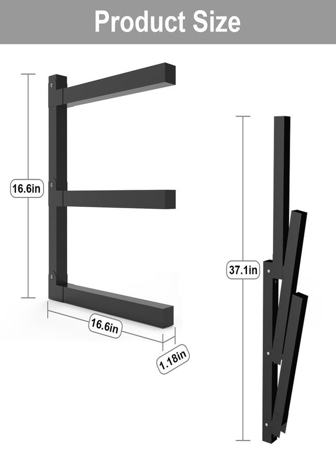 Tigerden Lumber Storage Metal Rack, 3-Level Wall-Mounted Organizer and Wood Rack, Indoor & Outdoor Storage Solution for Workshop or Garage - 1 Pack - Image 3