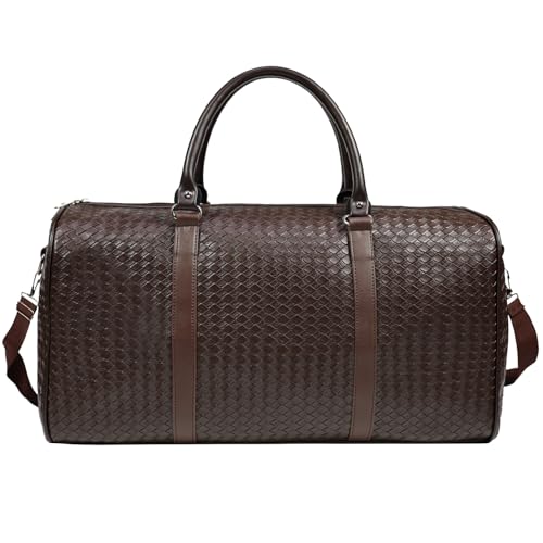 ERWUBA 27L SmallTravel Duffle Bag Weekender Bags for Women and Men with Shoe Compartment Foldable Waterproof Toiletry Bag Hospital Bags for Labor and Delivery Gym Bag (Coffee color) - Image 1