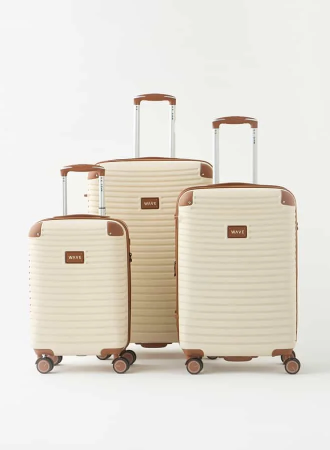 Wave Textured 3-Piece Hardcase Trolley Bag Set with Retractable Handle