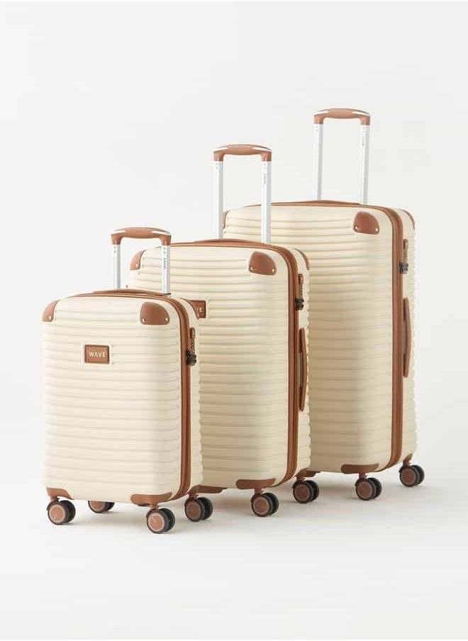 Wave - Textured 3-Piece Hardcase Trolley Bag Set with Retractable Handle - Image 1