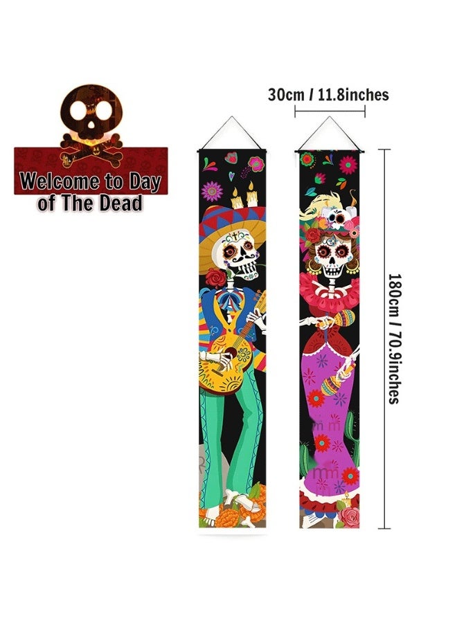 NIBEMINENT Halloween Mexican Day of the Dead Door Banner
