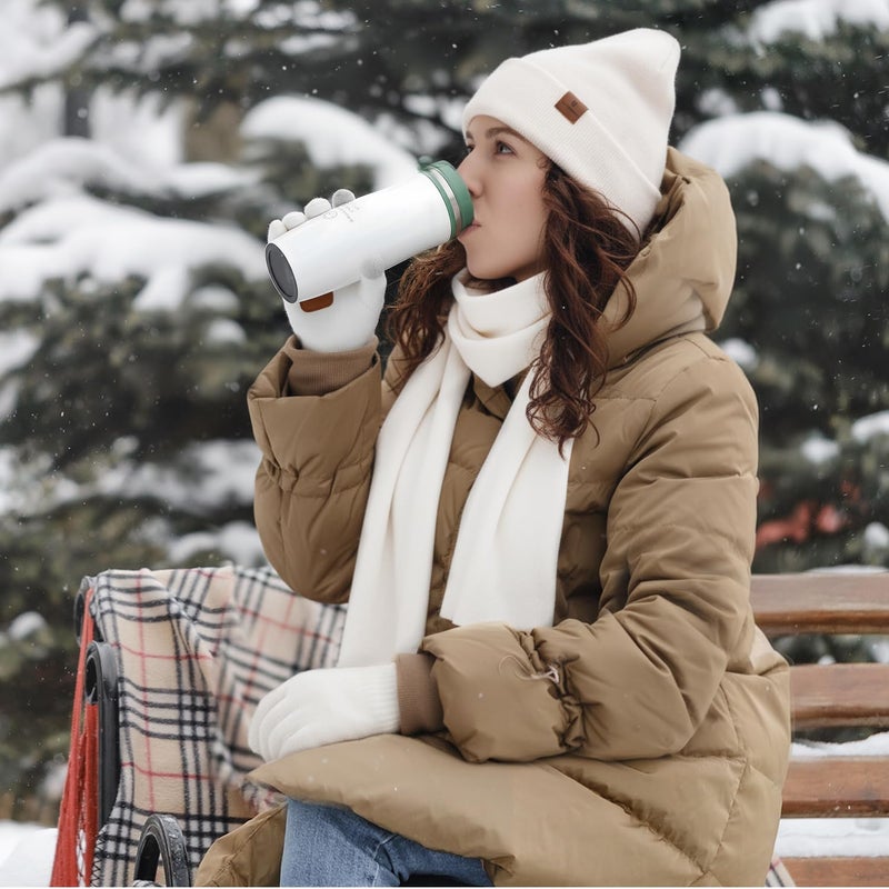 HONGTEYA Womens Winter Warm Beanie Hats Gloves Scarf Headband Set for Women Soft Fleece Lined Ear Warmer Knit Scarf Touch Screen Gloves 4 Set Winter Gifts - Image 2