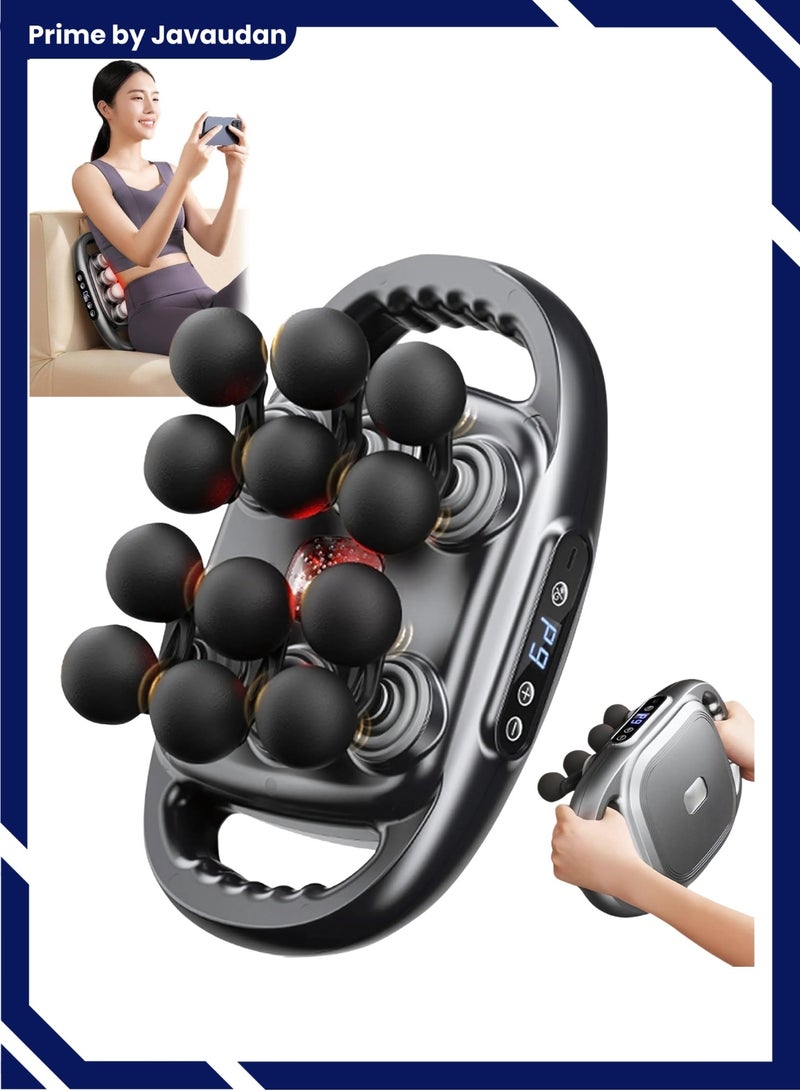 برايم بي جافاودان مسدس تدليك بـ12 رأسًا – جهاز محمول لاسلكي للتدليك النبضي مع 9 مستويات وسخان للظهر، الكتفين، الساقين، القدمين، وتخفيف آلام العضلات - Image 1