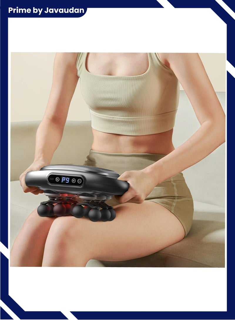 برايم بي جافاودان مسدس تدليك بـ12 رأسًا – جهاز محمول لاسلكي للتدليك النبضي مع 9 مستويات وسخان للظهر، الكتفين، الساقين، القدمين، وتخفيف آلام العضلات - Image 2