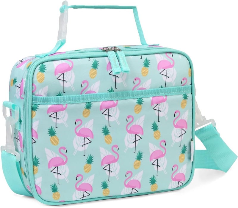 Vaschy Lunch Box Bag for Kids, Reusable Insulated Lunch Box Containers Coolers for Toddler Boys and Girls with Detachable Shoulder Strap for Daycare School Flamingo - Image 1