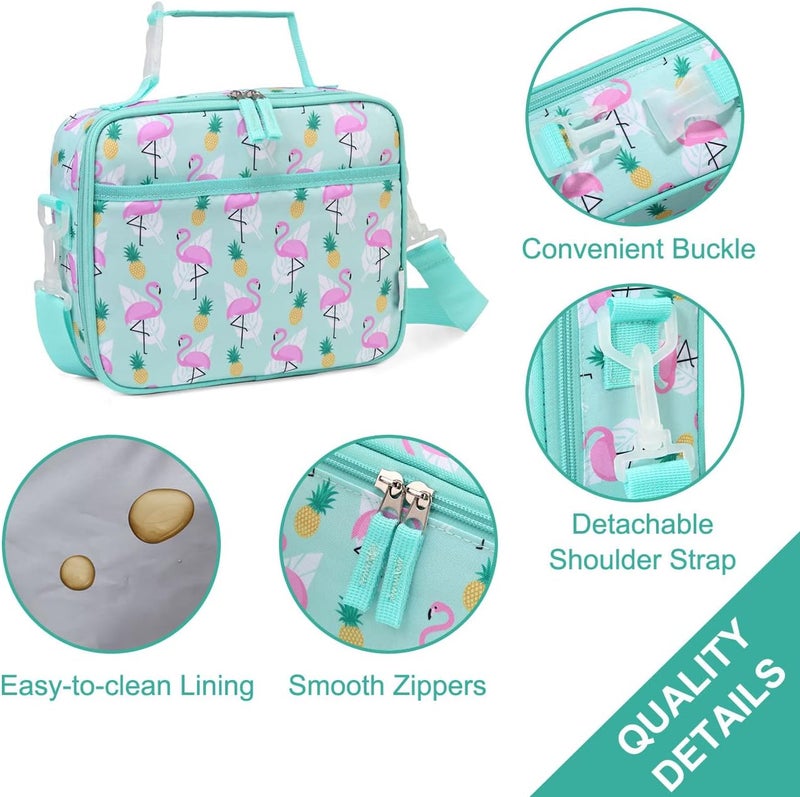 Vaschy Lunch Box Bag for Kids, Reusable Insulated Lunch Box Containers Coolers for Toddler Boys and Girls with Detachable Shoulder Strap for Daycare School Flamingo - Image 3