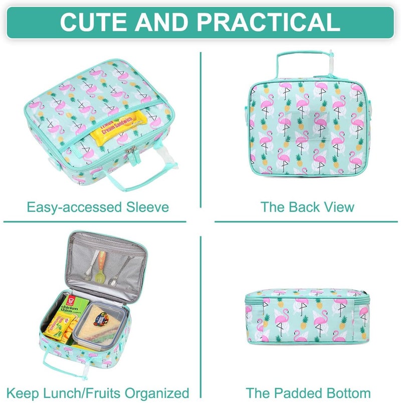 Vaschy Lunch Box Bag for Kids, Reusable Insulated Lunch Box Containers Coolers for Toddler Boys and Girls with Detachable Shoulder Strap for Daycare School Flamingo - Image 5