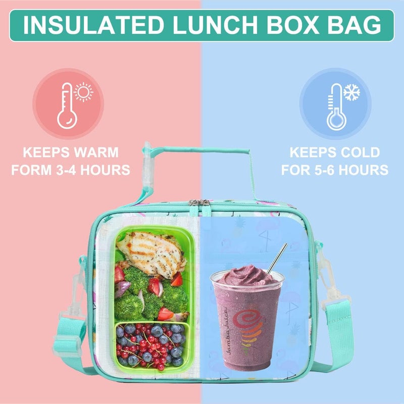 Vaschy Lunch Box Bag for Kids, Reusable Insulated Lunch Box Containers Coolers for Toddler Boys and Girls with Detachable Shoulder Strap for Daycare School Flamingo - Image 2