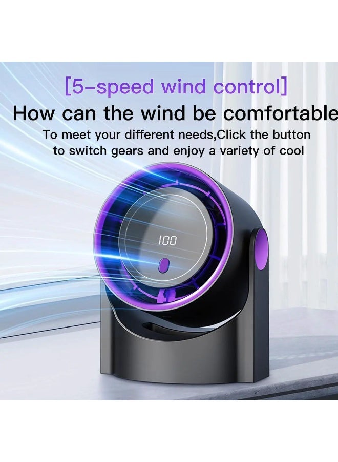 ELTRAZONE Rechargeable Portable Desk Fan with 360° Rotating Head – LED Power Display, 5-Speed Ultra-Quiet Wind Adjustment, Clip-On Small Fan for Home, Office, Bedroom, Travel & Camping - Image 4