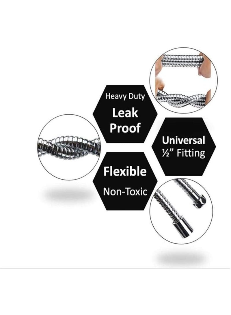 Extra long 1.75m stainless steel shower hose with solid brass connector, anti-kink and tangle-free. - Image 4