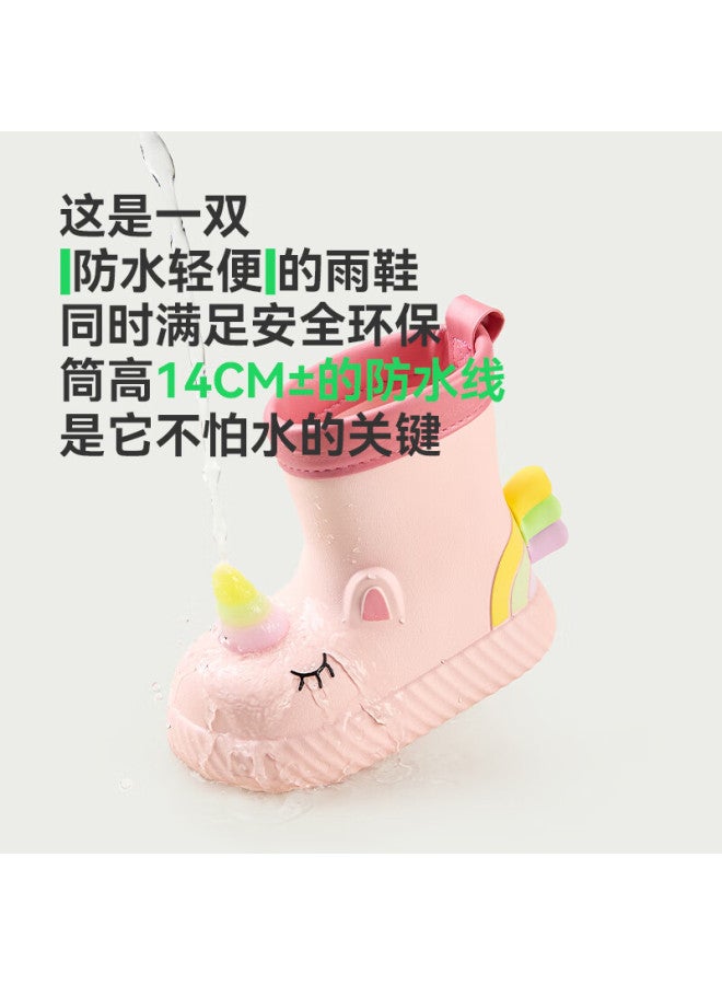 Cheerful Mario Unicorn Rain Shoes For Girls Children's Rain Boots Non-slip Girls Baby Water Shoes Infant Toddler Lightweight Jelly Shoes New Model