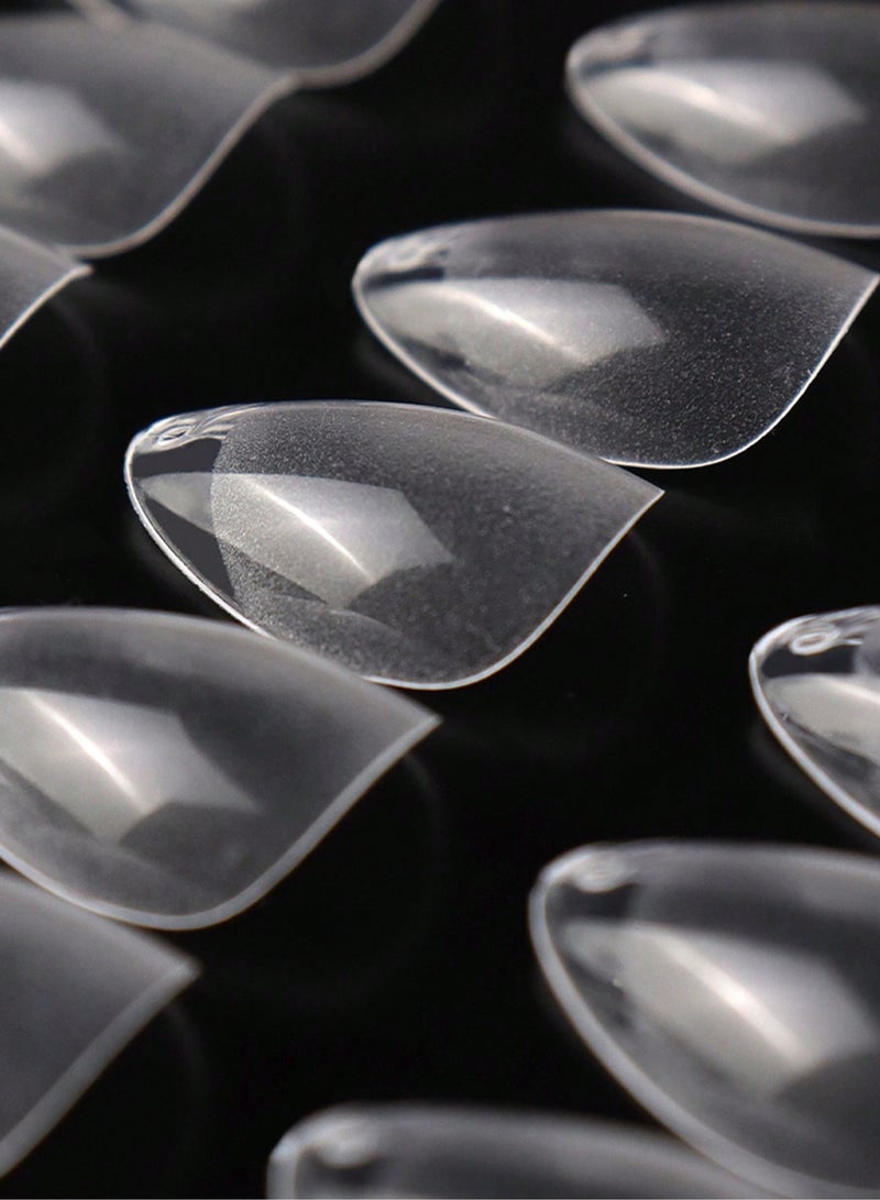 240 قطعة من أطراف أظافر الجل الأكريليكي اللوزية القصيرة - تصميم فرنسي شفاف نصف مطفي، 12 مقاسًا مع علبة حفظ، للاستخدام المنزلي والصالونات، تمديد الأظافر، لوزي قصير - Image 4