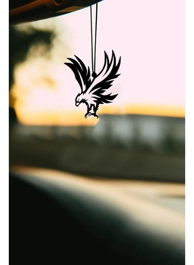 MIRFA Rearview Mirror Hanging Pendant - Wood - Black (Eagle Motif) - Image 1
