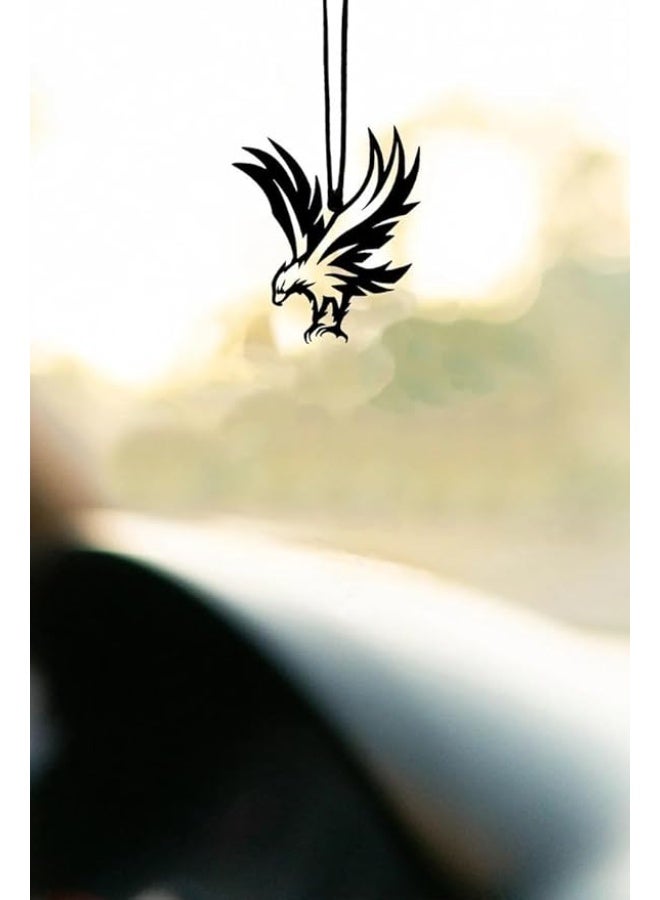 MIRFA Rearview Mirror Hanging Pendant - Wood - Black (Eagle Motif) - Image 2