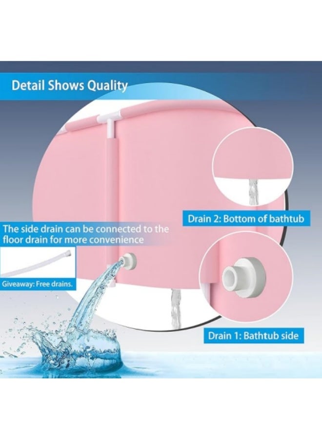 الدليبن حوض استحمام محمول، حوض استحمام قابل للطي، حوض استحمام قائم بذاته للبالغين، حوض استحمام سبا قابل للطي للحمام، حوض استحمام سبا للاستحمام بالثلج الساخن، صيانة فعالة لدرجة الحرارة (وردي) - Image 5