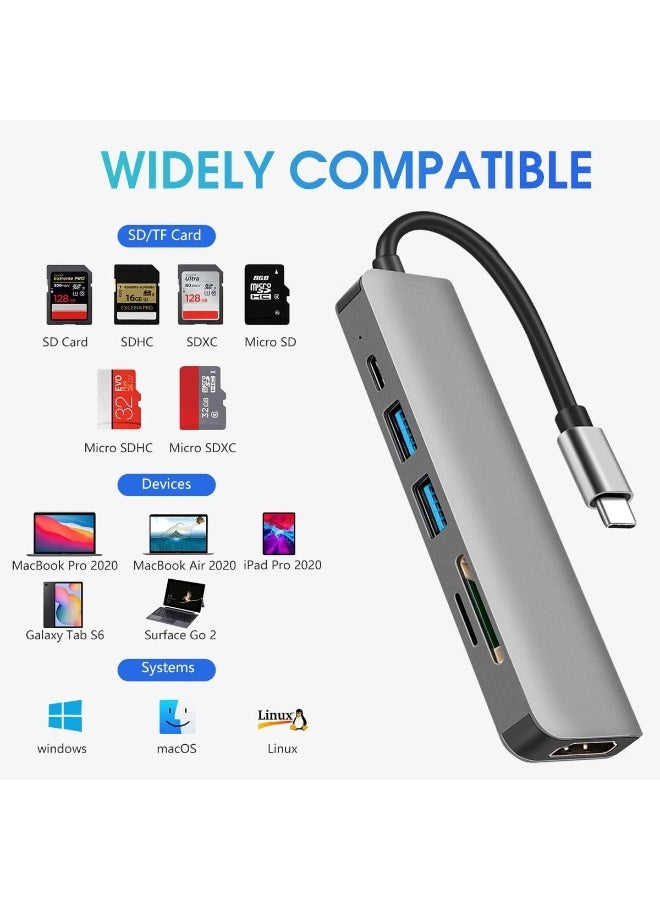 كازا موزع USB-C مع محول HDMI، موزع USB-C متعدد المنافذ 6 في 1 مع قارئ بطاقات SD/TF بدقة 4K HDMI | شحن سريع 100 واط، منافذ USB 3.0 وUSB 2.0، محول USB-C لأجهزة MacBook Pro/MacBook Air/XPS وغيرها - Image 5