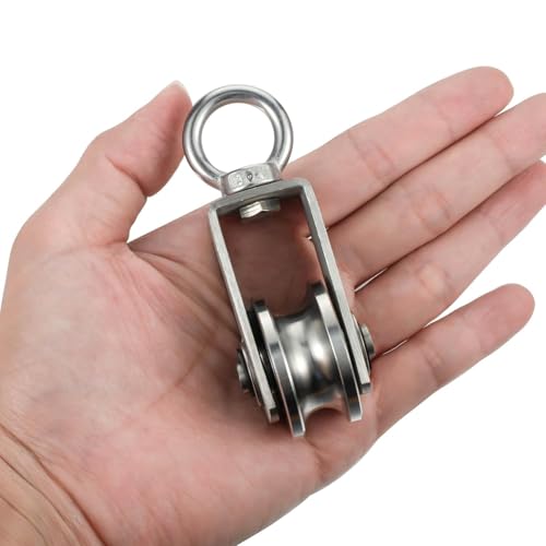 Serplex® Cable Pulley Wheel 304 Stainless Steel Hoisting Pulley Wheel Smooth Bearing Cable Pulley Wheel with Loop 551lbs High Loading Capacity Hoisting Pulley Wheel for Lifting Mechanism, DIY Crafts - Image 2