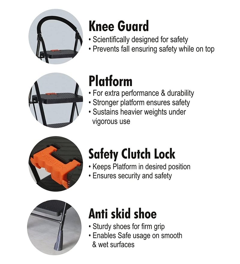 CIPLA PLAST CIPLAPLAST 6 Step Ladder for Home Use Foldable Step Ladder 6 Step Heavy Duty Strong Durable Multipurpose Folding Ladder AntiSkid Shoes Black  - Image 4
