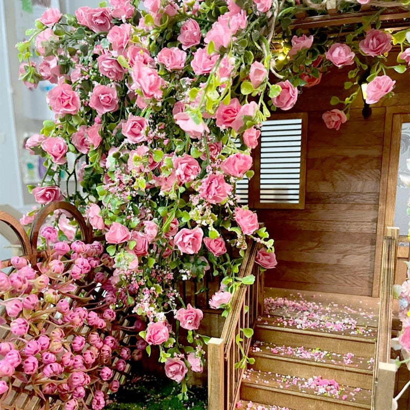 Warmtree Realistic Miniature Artificial Rose Vines - Cute Flower Decorations for DIY Mini Model Railway, Fairy Garden, Architecture Diorama Scenery Landscape Layout (Pink) - Image 4