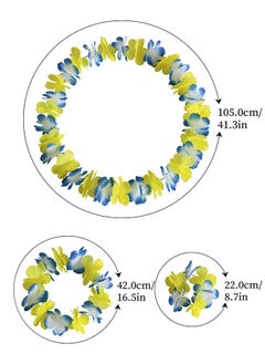 HomarKet 40 Counts Hawaiian Leis, Luau Party Supplies of Elastic Flowers Necklaces, Headbands and Wristbands - Tropical Hawaiian Decorations, Beach Party Decorations, Birthday Party Favors  - Image 2