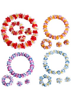 HomarKet 40 Counts Hawaiian Leis, Luau Party Supplies of Elastic Flowers Necklaces, Headbands and Wristbands - Tropical Hawaiian Decorations, Beach Party Decorations, Birthday Party Favors  - Image 4