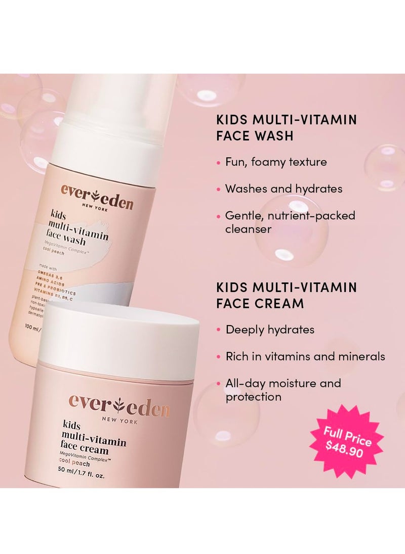 Evereden Evereden Kids Happy Face Duo (Cool Peach) - Multi-Vitamin Kids Face Wash & Cream Set - Clean, Vegan Skin Care for 3+ - Moisturizing, Nourishing, Protective  - Image 3