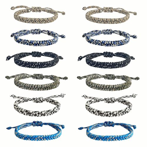 YANMIN 12 pcs Braided Friendship Bracelets for Teen Boys Adjustable Paracord Bracelets Handmade Goody Bag Stuffers Easter Basket Filler Tween Teenager Birthday Christmas Camping Party Favors - Image 1