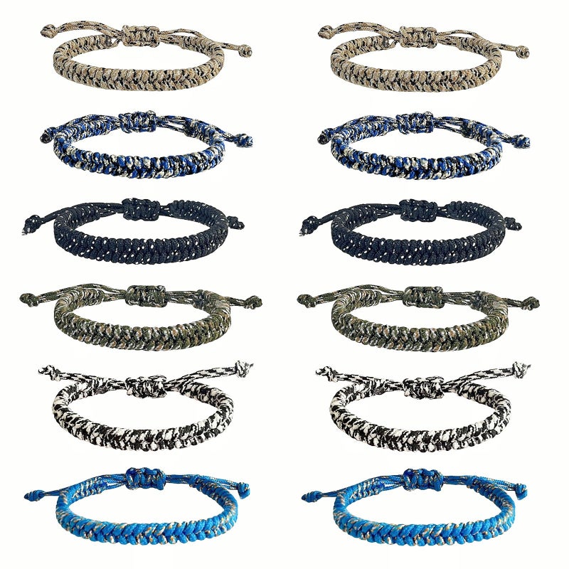 YANMIN 12 pcs Braided Friendship Bracelets for Teen Boys Adjustable Paracord Bracelets Handmade Goody Bag Stuffers Easter Basket Filler Tween Teenager Birthday Christmas Camping Party Favors - Image 3