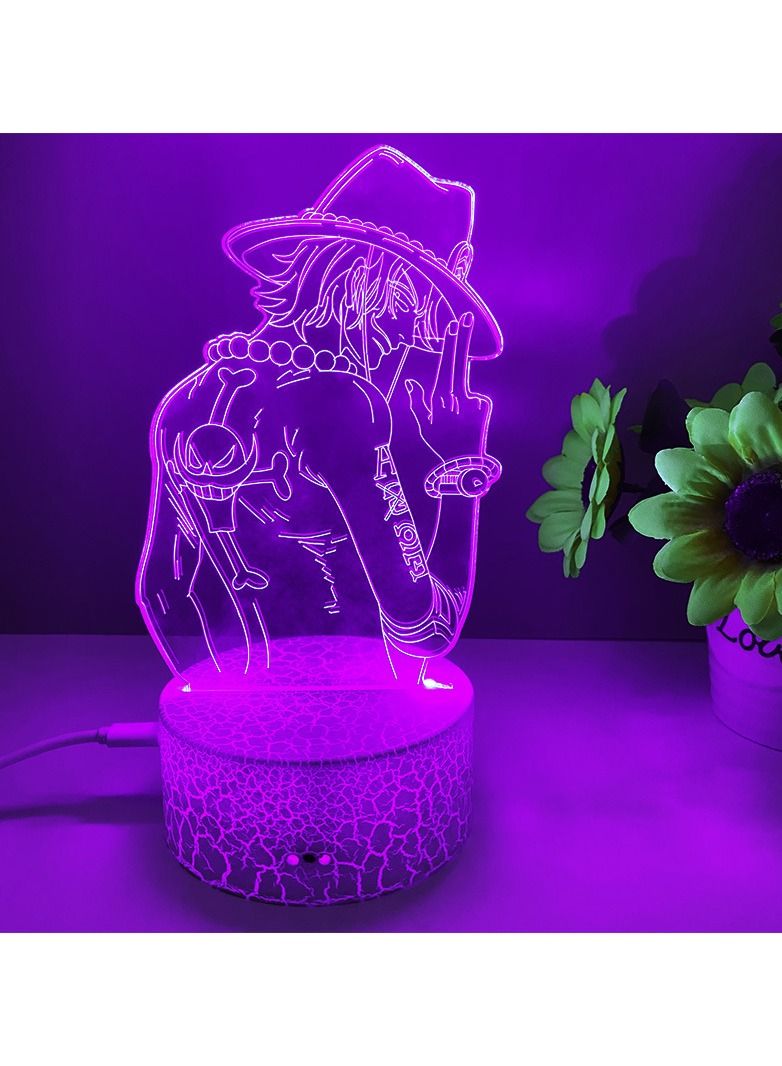 Y&D ONE PIECE Ace 3D night light remote control color changing LED desk light animation night light - Image 1