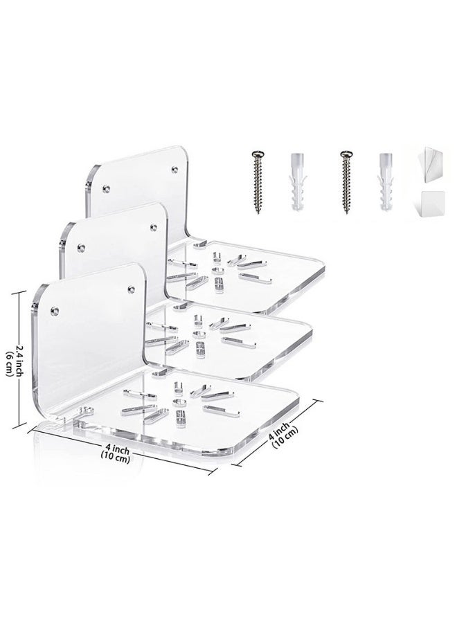 Acrylic Small Wall Shelf Set of 3 for Security Cameras, Baby Monitors, Speakers Easy to Install No Drill, with Cable Clips - Image 2
