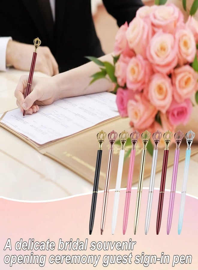 YOUMI Ballpoint Pens 3 PCS Sparkling Bling Diamond Crown Top Black Ink Refills Writing Pen Set Office Supplies Stationery Gift Suitable for School Office Home Wedding Decorate(Set3) - Image 5