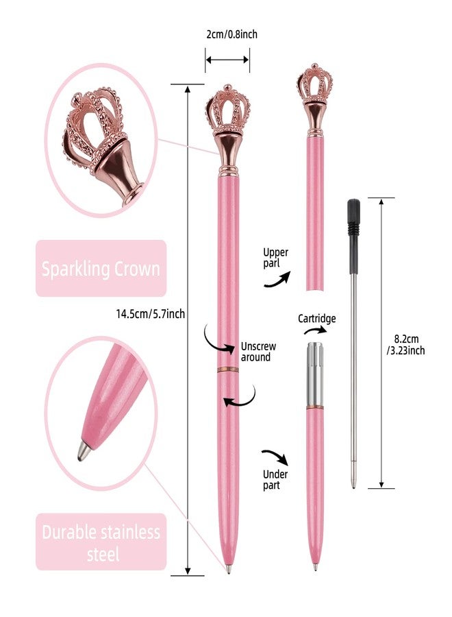 YOUMI Ballpoint Pens 3 PCS Sparkling Bling Diamond Crown Top Black Ink Refills Writing Pen Set Office Supplies Stationery Gift Suitable for School Office Home Wedding Decorate(Set3) - Image 2