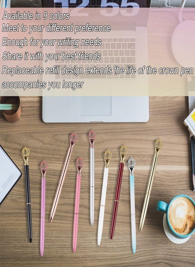 YOUMI Ballpoint Pens 3 PCS Sparkling Bling Diamond Crown Top Black Ink Refills Writing Pen Set Office Supplies Stationery Gift Suitable for School Office Home Wedding Decorate(Set3) - Image 4