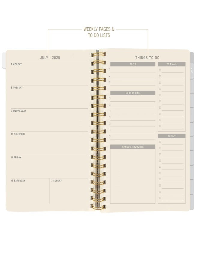 جرافيك مخطط جرافيك 2026 حلزوني من الجلد النباتي | منظم لمدة 18 شهرًا من يوليو 2025 إلى ديسمبر 2026 | صفحات أسبوعية وشهرية | قائمة مهام وملاحظات | فواصل مرجعية | ملصقات تذكير | السعادة هي | 8 × 10 - Image 2