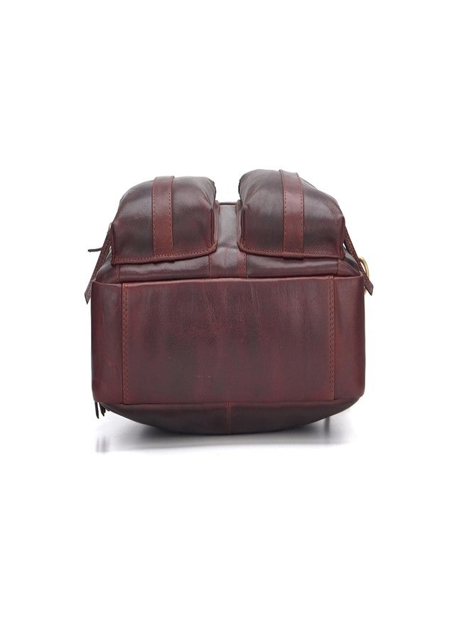 RINEZZA Genuine Leather Laptop Messenger Bag for Men,Brown Oil Pull Up, Multiple Pockets, Adjustable Shoulder Strap - Image 3