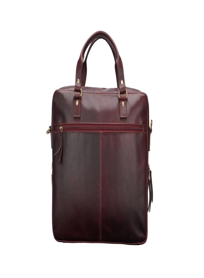 RINEZZA Genuine Leather Laptop Messenger Bag for Men,Brown Oil Pull Up, Multiple Pockets, Adjustable Shoulder Strap - Image 5