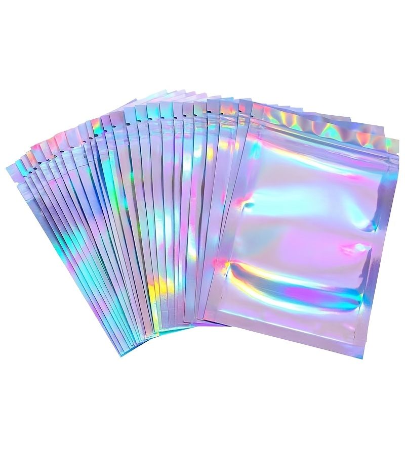 20 Pcs Holographic Odor Proof Resealable Bags With Flat Zipper Lock 7x10cm - Image 5