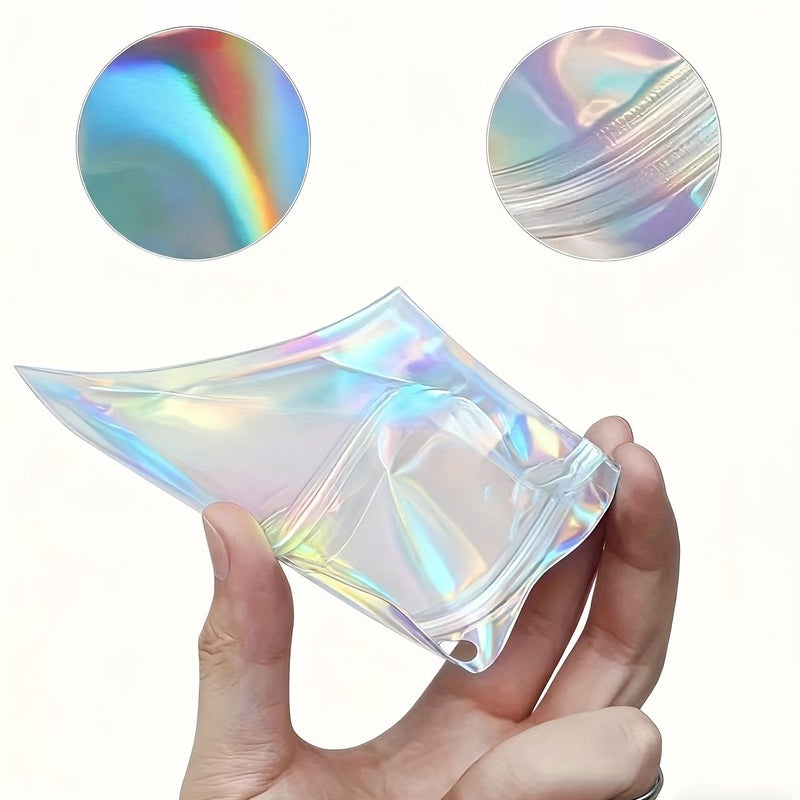 20 Pcs Holographic Odor Proof Resealable Bags With Flat Zipper Lock 7x10cm - Image 4