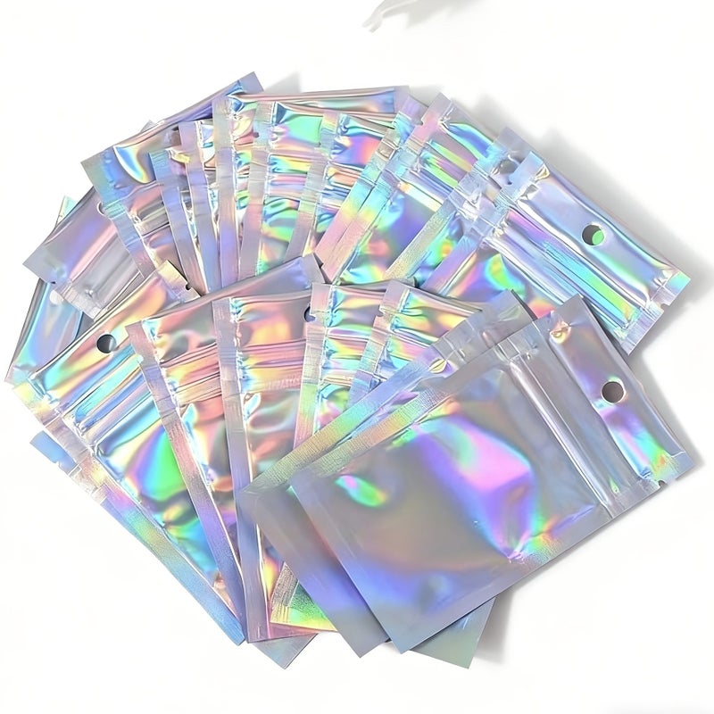 20 Pcs Holographic Odor Proof Resealable Bags With Flat Zipper Lock 7x10cm - Image 1