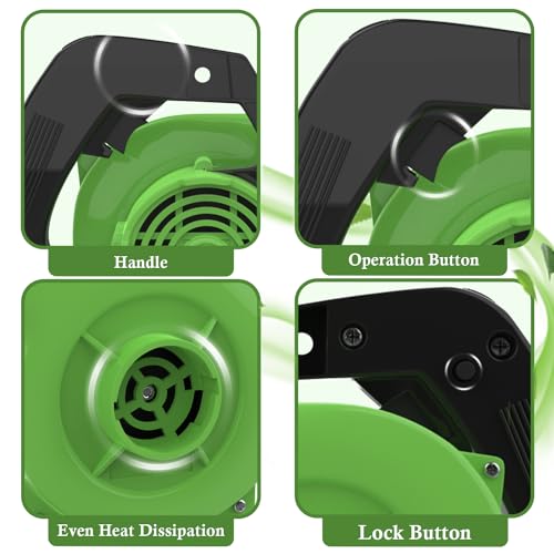 ORILEY 500W Electric Air Blower Garden Leaf Dust Cleaner 13000 RPM Suction 400GMS Airfoil Dirt Cleaning 170km/h Airflow with Unbreakable Body & Glossy Finish for Snow (Green) - Image 5