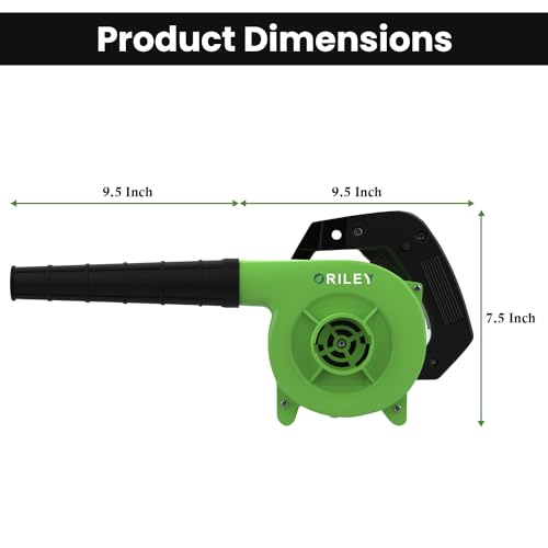 ORILEY 500W Electric Air Blower Garden Leaf Dust Cleaner 13000 RPM Suction 400GMS Airfoil Dirt Cleaning 170km/h Airflow with Unbreakable Body & Glossy Finish for Snow (Green) - Image 3