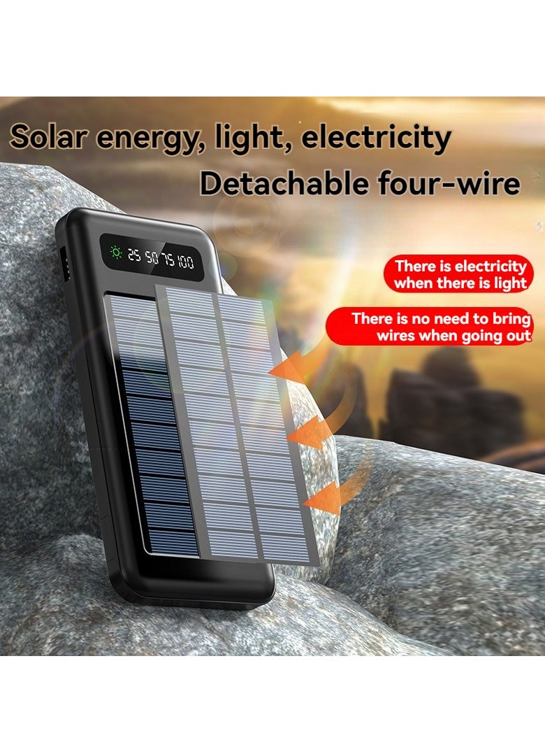 Generic - Ultra-thin solar power bank with built-in charging cable and portable stand 10000 mAh large capacity universal fast charging mobile power supply (black) - Image 1