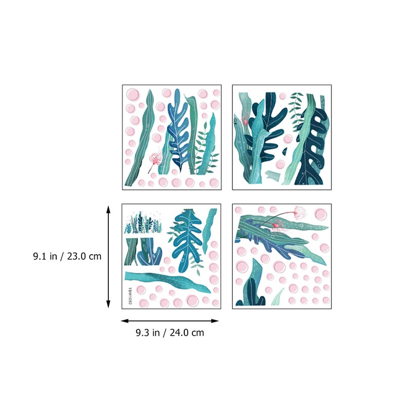 Room Decor Seaweed Plant Wall Stickers Self-Adhesive Wall Decoration Blue 24x23cm 2 Sets - Image 2