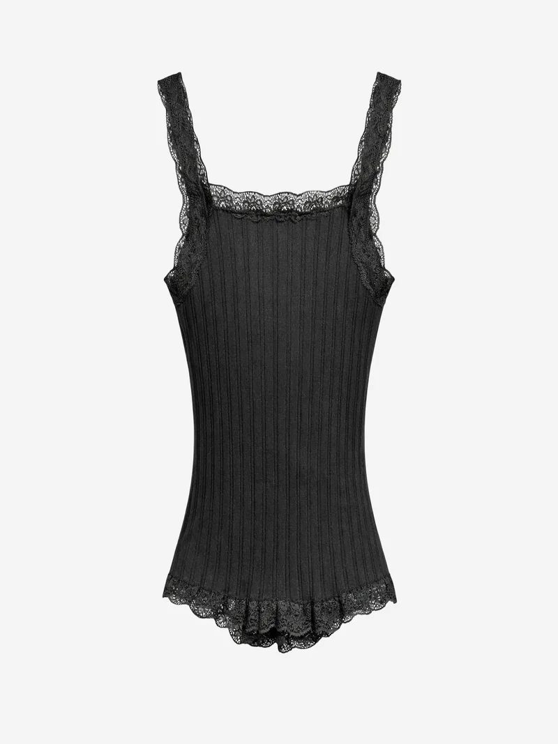 ميكسراي MIXRAY Fitted sleeveless lace ribbed blouse with buttons