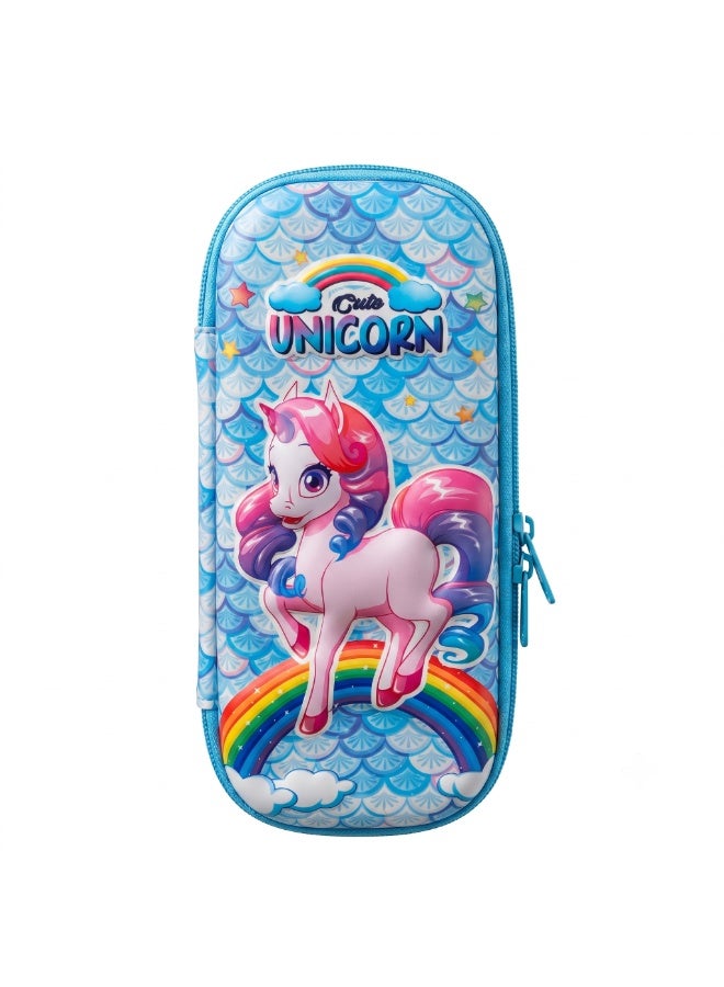 3D EVA Unicorn Pencil Case with Organizer Compartments Multicolour Large Capacity - Image 1