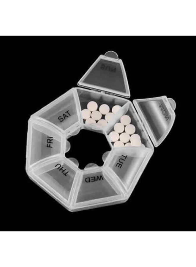 منظم حبوب الدواء الاسبوعي المحمول 7 ايام، صندوق تخزين الاقراص البلاستيكية بلون نقي، مقسم ادوية مضغوط للاستخدام اليومي للكبسولات والمكملات الغذائية، حافظة حبوب السفر لروتين الجمال الصحي (بينك) - Image 5